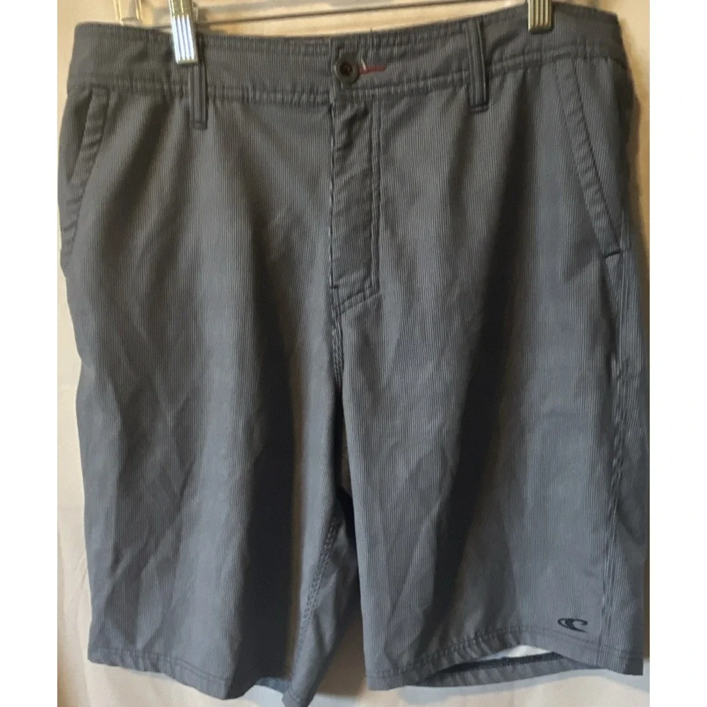 O'Neill Men's Gray and Navy Blue Pinstripe Chino Shorts Polyester 32W